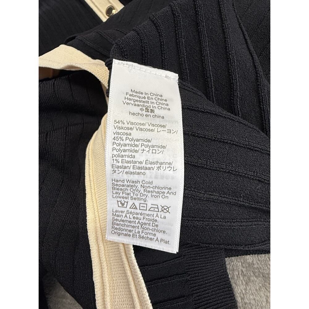 NWT J.Crew Ribbed Knit Dress Black Cream Trim Button Front Midi Size Large - Picture 12 of 12